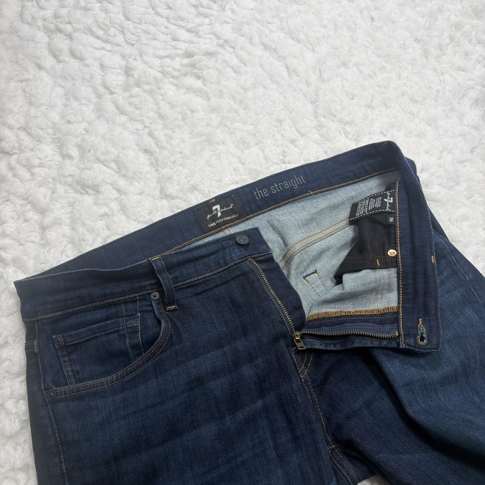 7 For All Mankind Jeans Men's Dark Wash Blue Stretch Denim Sz 36 Measures 38x34